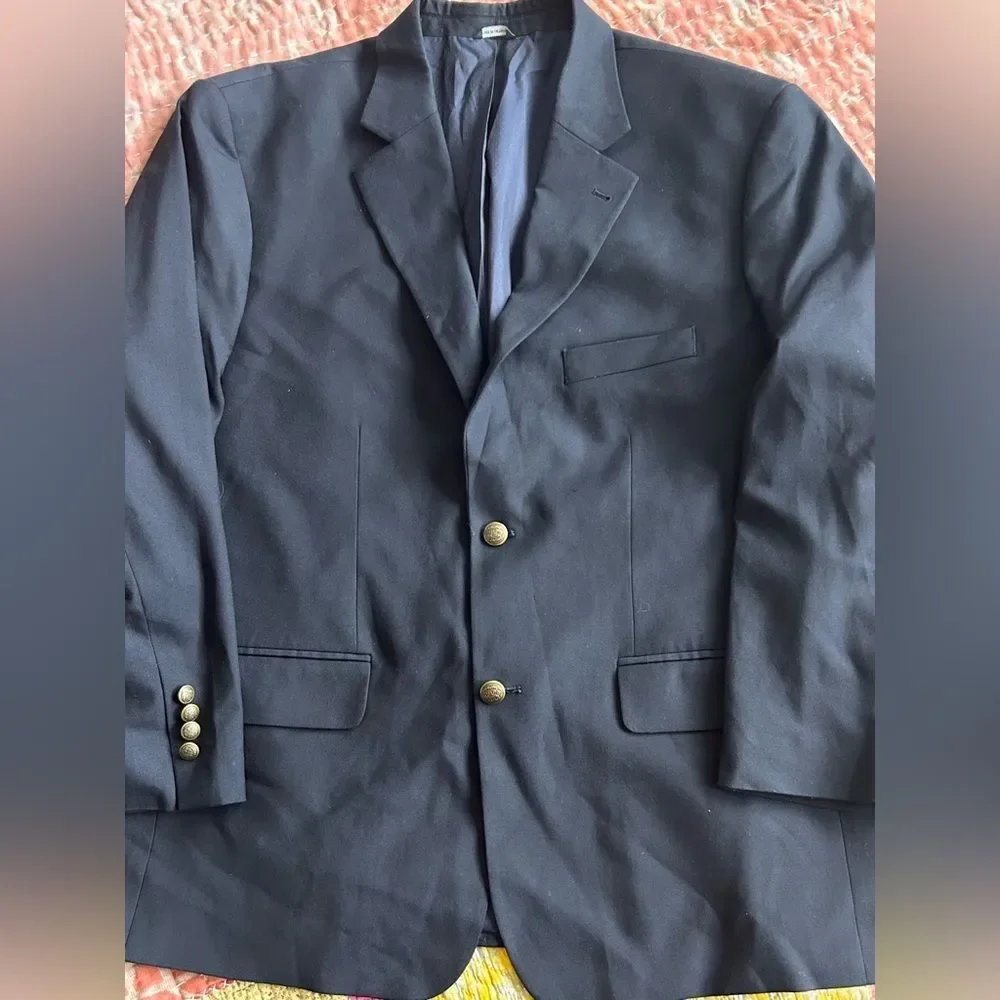 GS Perfect Fit Blazer Sport Coat Men's Size 46R Navy Blue Two Button